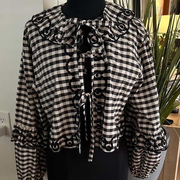 Anthropologie Maeve Long Sleeve Scallop Tie-Front Blouse One Size - Picture 4 of 14